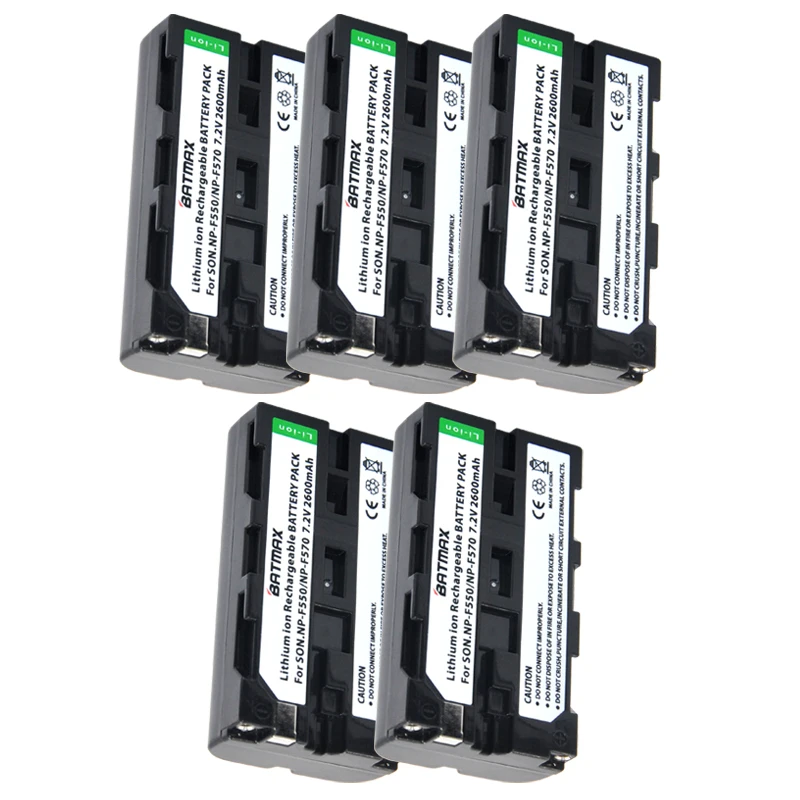 5pcs NP-F550 NP F550 NPF550 Rechargeable Li-ion battery (2600mAh) for Sony NP-F330 NP-F530 NP-F570 NP-F730 NP-F750 Hi-8