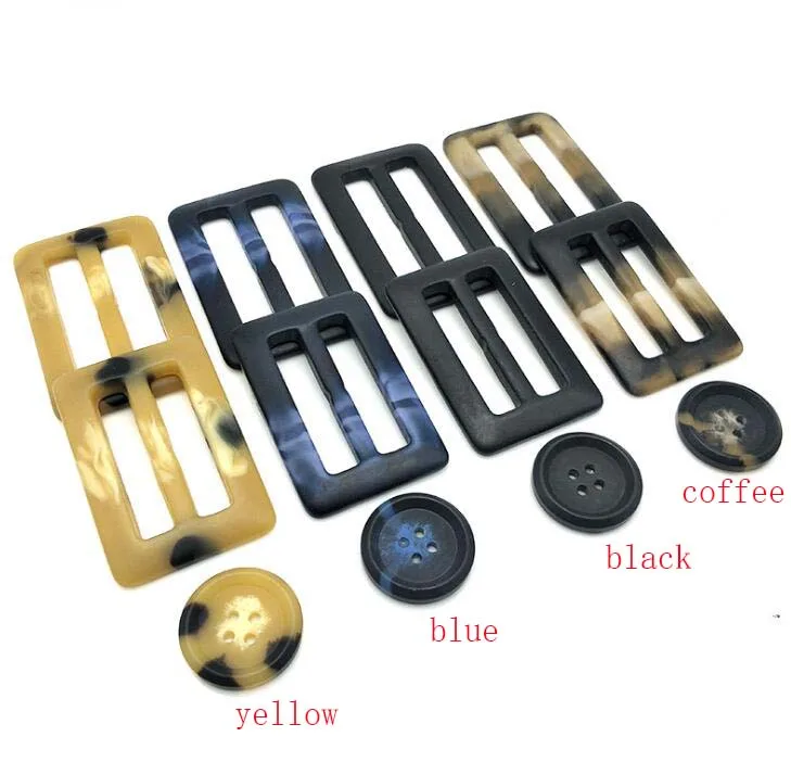 New waist buckle Resin Top coat buckle yellow/blue/black/coffee windbreaker round edge button white suit button