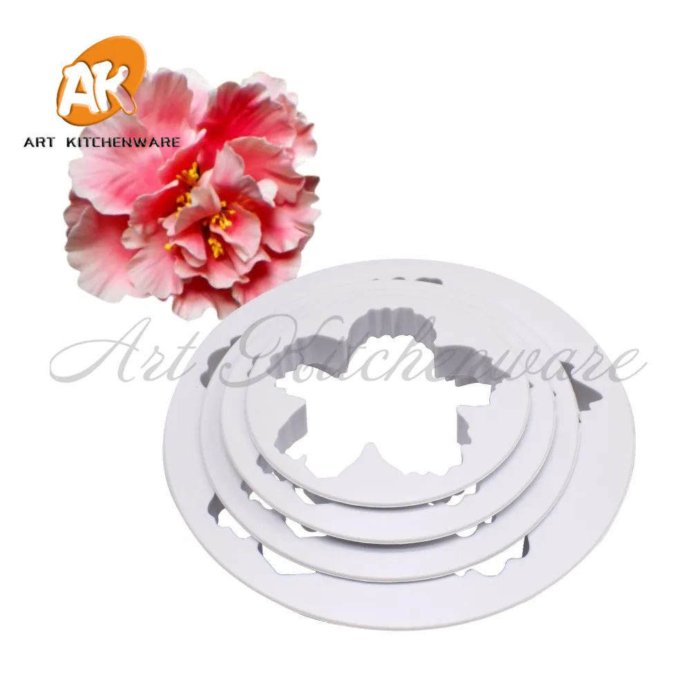 4 pcs Peony Petal Flower Cake Cutters Set Fondant Biscuits Cutter Decorating Mold Gum Paste Tool Rose Cutter Fondant Cake Tools