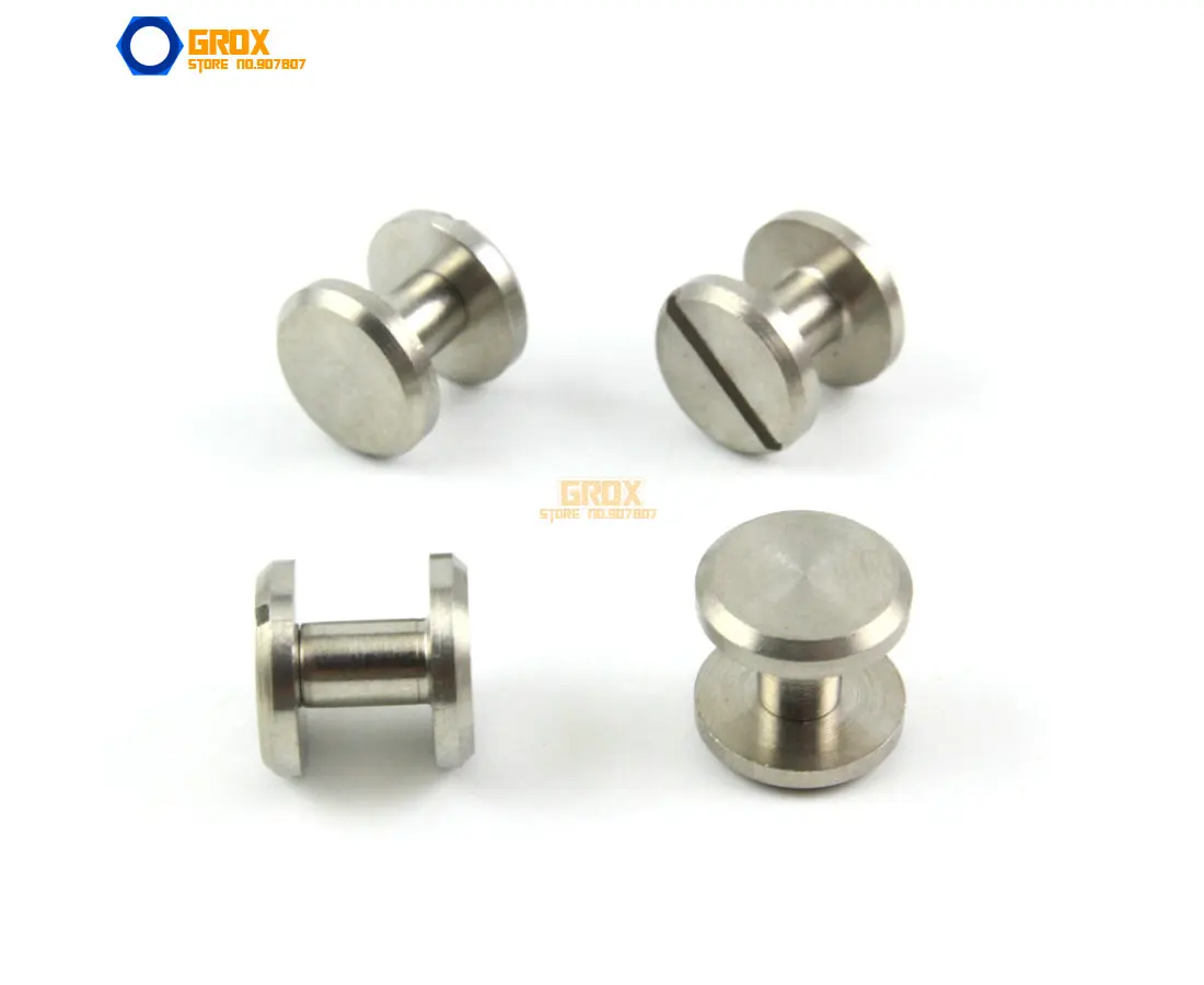 25 Set 10*6mm 304 Stainless Steel Rivet Chicago Screw for Leather Craft Flat Head