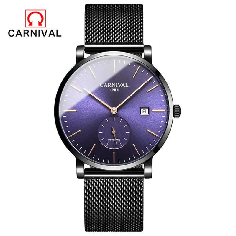 

Carnival Ultra-thin 10MM Automatic Mechanical Watch Men Luxury Brand Watches Waterproof erkek kol saati Men's Clock C8039-3