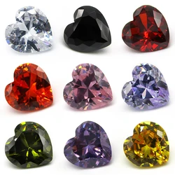 50pcs/lot 3.0~15mm 5A Heart Cut Violet, Olive, Purple, Black, Pink, White Cubic Zirconia Stone CZ Gems For Jewelry