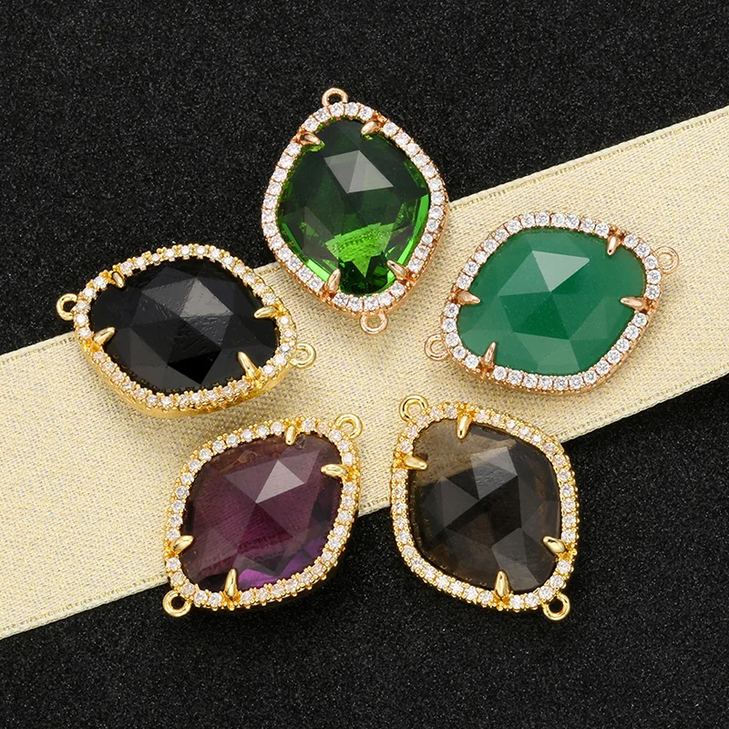 ZHUKOU High quality fashion 18x25mm crystal connector for handmade earring and necklace jewelry accessories model: VS383