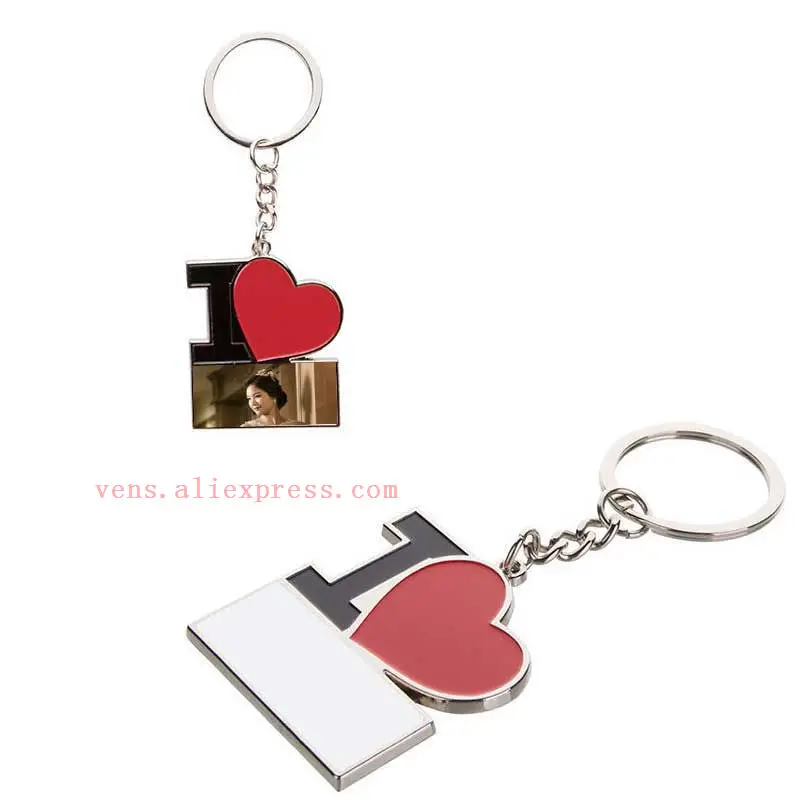 sublimation blank keychains I love key ring with red heart hot transfer printing blank diy consumables 20pieces/lot