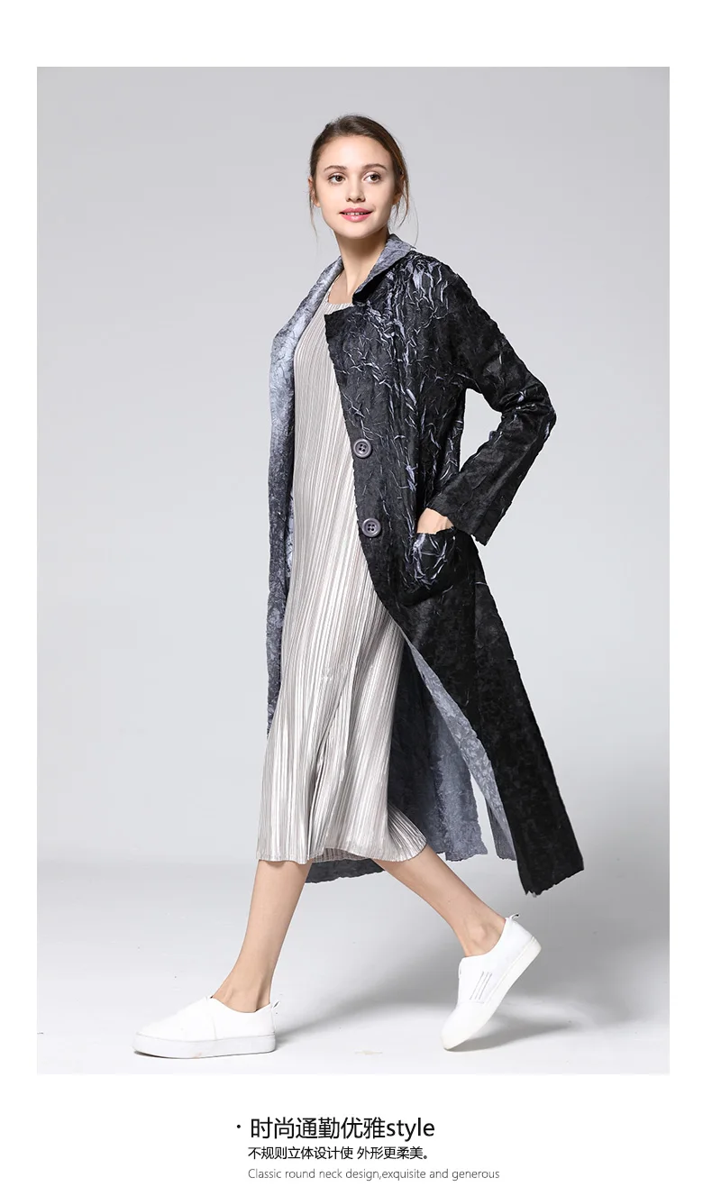 HOT SELLING Fashion fold trench coat loose long-sleeved TURN-DOWN COLLAR trench coat IN STOCK