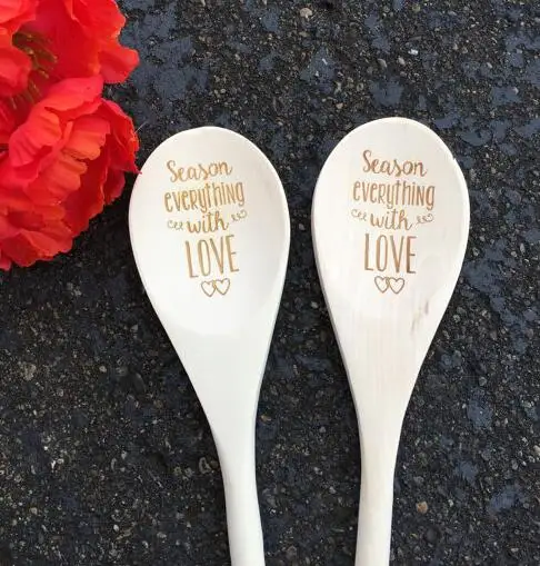 personalized text engraved Wedding birthday Wooden spoons Rustic baby bridal shower party favors company gifts kitchen decor