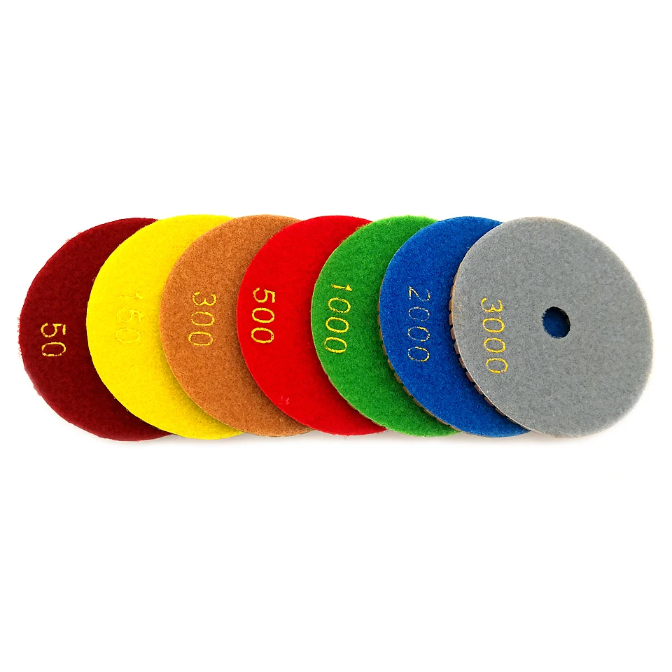 RIJILEI 7PCS/Set 4Inch Diamond Concrete Polishing Pads 100mm Resin Floor Grinding Tools Wet Polishing Stone Grinding Discs LW01