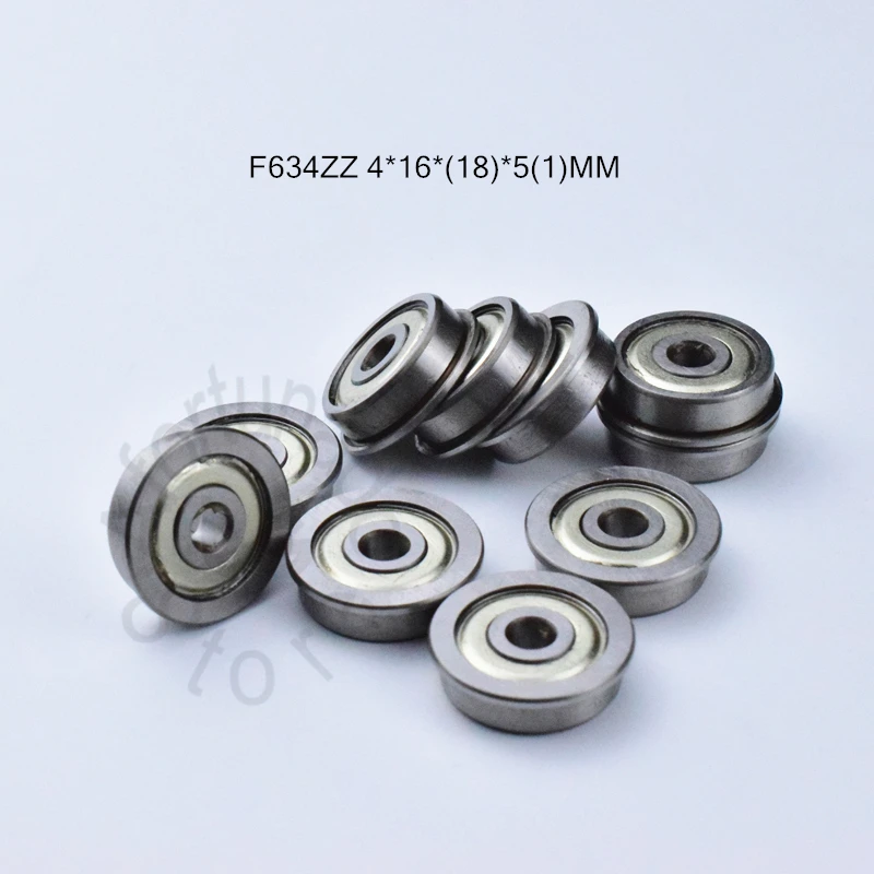 F634ZZ 4*16*(18)*5(1)MM 10pieces bearing  Flange bearings 634 F634Z F634ZZ chrome steel deep groove bearing