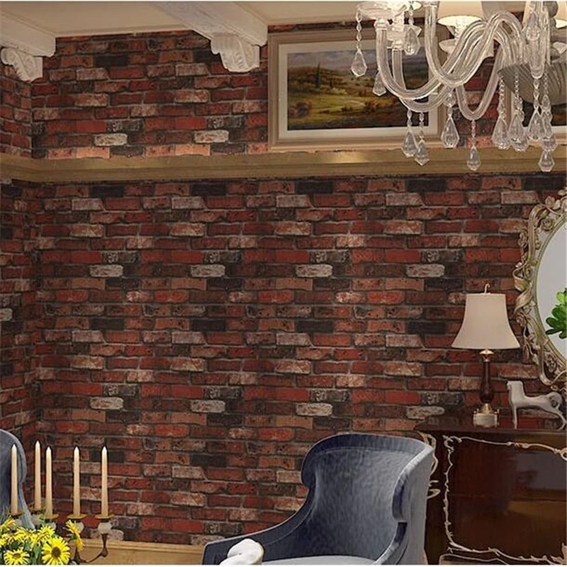 wellyu wallpaper Bump Stereo Simulation Red Brick Bar Wall paper Vintage Culture Brick Restaurant Coffee Shop Brick Wallpaper