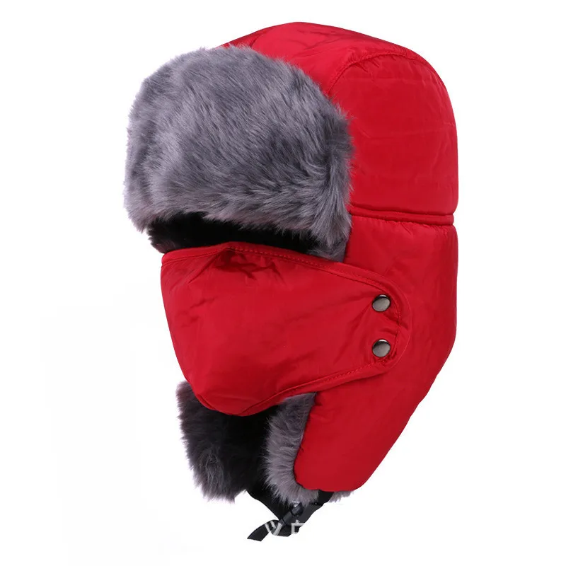 2021 New  Winter Bomber Hats Ushanka Russian Fur Hat Warm Thickened Ear Flaps Cap For Men&Women Mask Balaclava