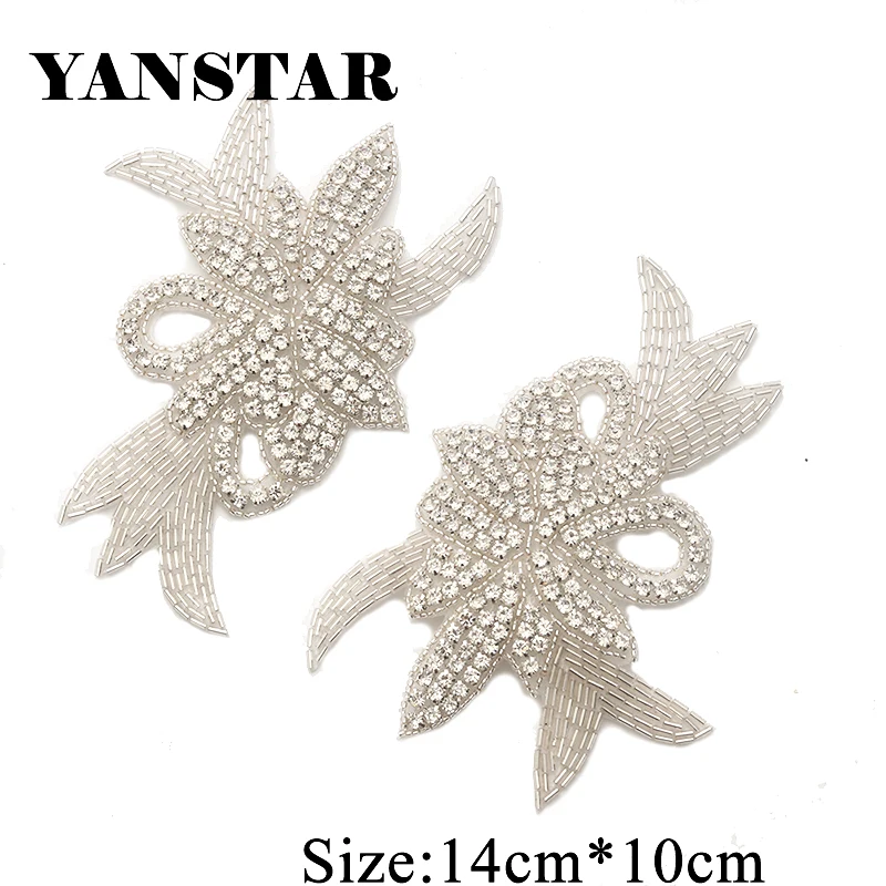 YANSTAR 10PCS Wholesale Rhinestone Applique Bridal Gown Sash Sewing On For Wedding Dresses Sash  Bridal  Gown  Accessory YS903