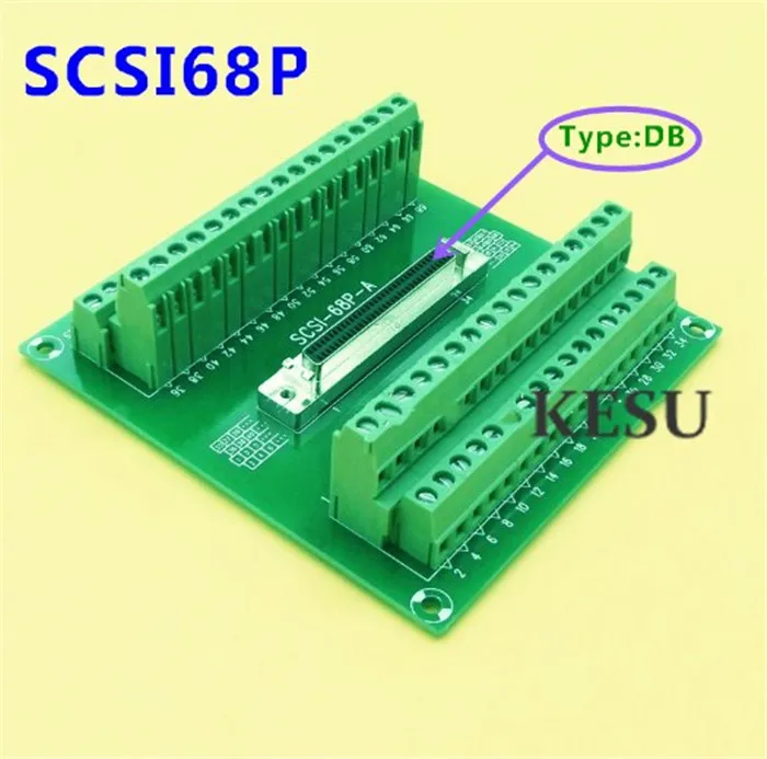 SCSI68 68-pin DB Type Female Connector Breakout Board Terminal Module For PLC/DIN Rail Installation