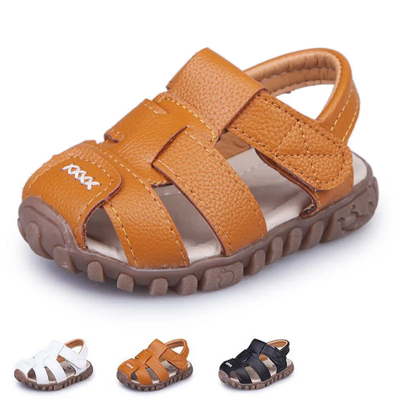 New Boys Sandals Soft Leather Closed-Toe Toddler Baby Summer Shoes Boys and Girls Children Beach Shoes Sport Kids Sandals CSH130