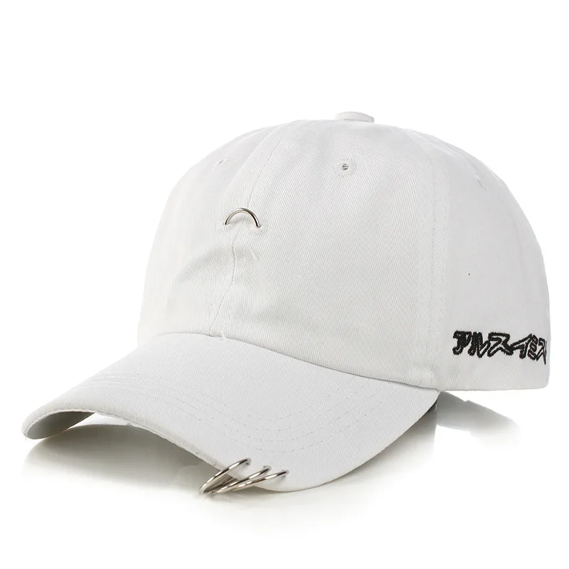 Harajuku solid Ring Safety Pin curved hats fashion hoop baseball cap women men sun cap snapback hip hop caps casquette gorras