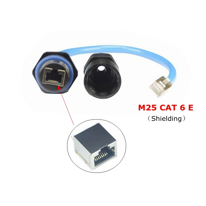 25 см RJ45 CAT6E Ethernet-кабель IP68 M25 экранирующий водонепроницаемый разъем для сети ADSL светодиодный ЖК-дисплей наружная точка IP-камера