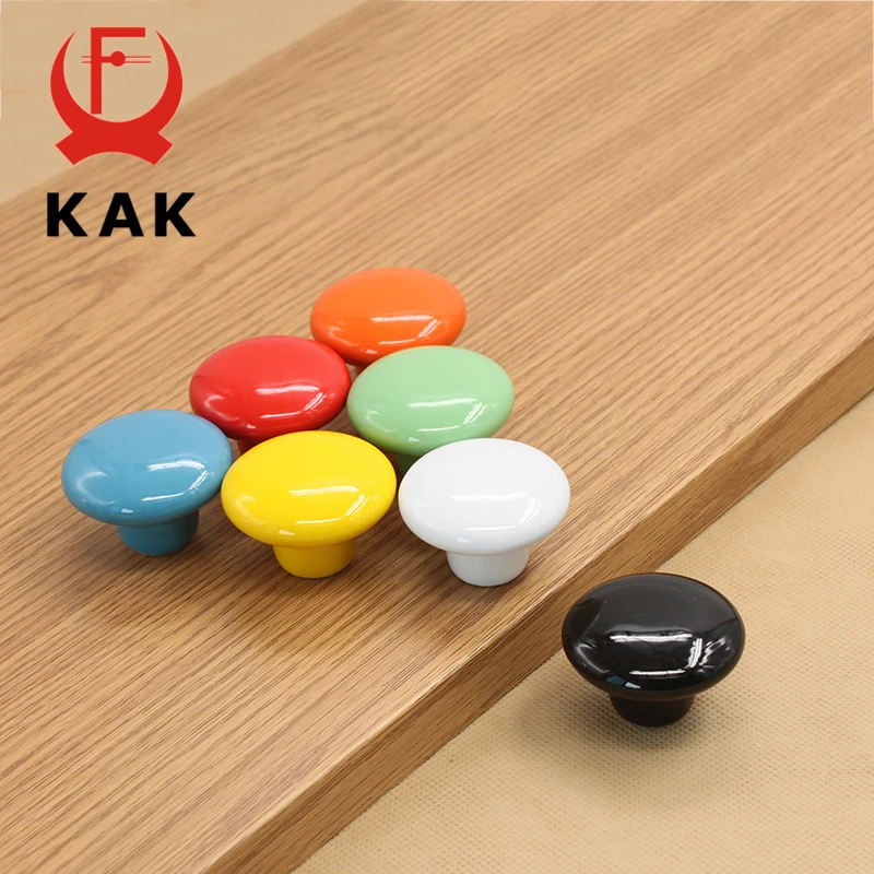 Picture 6: KAK Candy Color Round Furniture Knobs Ceramic Drawer Knobs Cabinet Pulls Kitchen Handle Furniture Handle for Kids Room Hardware
