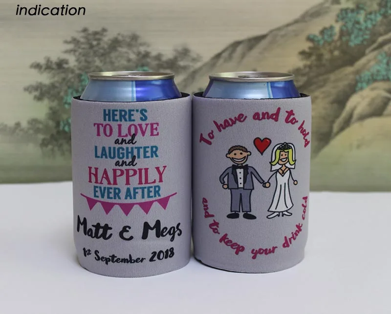 100pcs/lot Sublimation Neoprene Can Cooler Stubby Holder Custom Logo For Wine Cool Bag For Wine Beer Food And Cans Wedding Gift