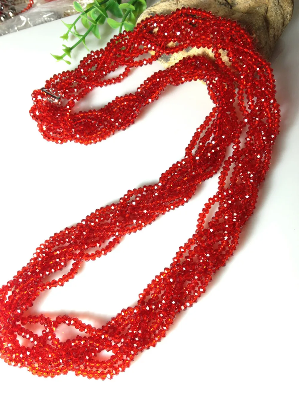 

Red Crystal Necklace Fashion Women Long Twist Pigtail Necklace Free Shipping 75CM 29" Trending Blingbling
