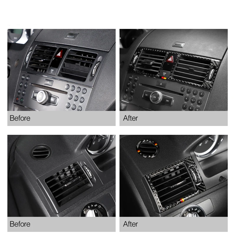 Car Styling Center Console Air Outlet Trim Frame Decoration Stickers Covers Trim For Mercedes Benz C Class W204 2007-2010