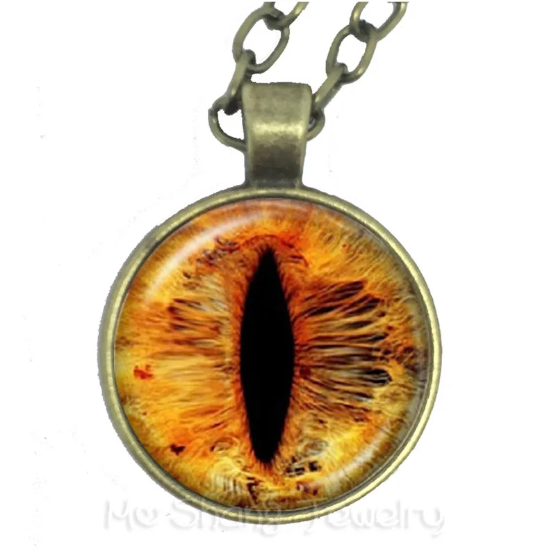 Charming green eyes Evil Eye Necklace Beautiful Animal Dragon Cats Eye 25mm Glass Cabochon Pendant Gift For Friends