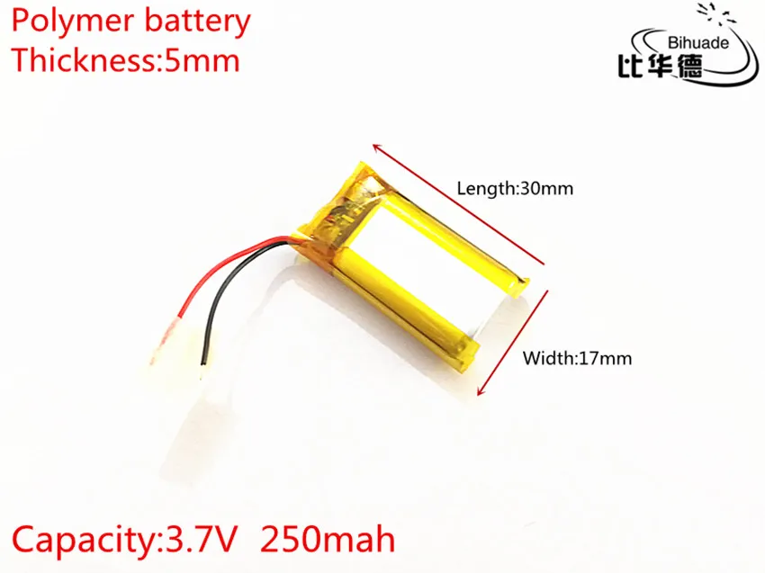 1pcs/lot Liter energy battery 3.7V 250mAh 501730 Lithium Polymer Li-Po Rechargeable Battery For Mp3 MP4