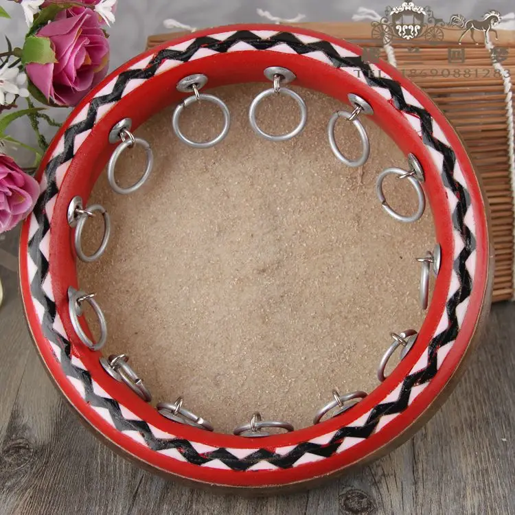 

Xinjiang ethnic musical instruments tambourine wood high-grade leather drum 20cm genuine high-end professional dance tambourine
