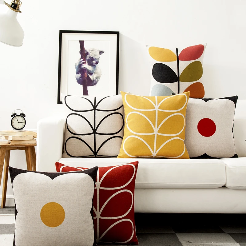 Modern Geometric Flower Pillow Cover Solid Yellow Red Floral Petals Cushion  Home Decorative  Sofa Pillowcase