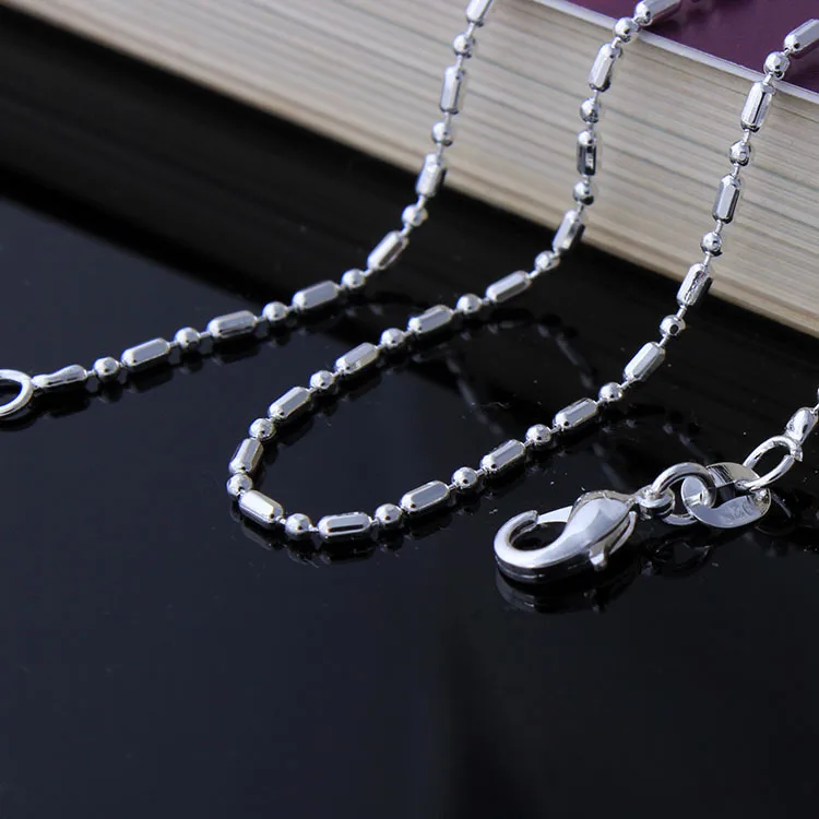 Silver Color Bamboo Chain Necklace for Engagement Length 16 18 20 22 24 26 28 30 Inch New Cheap Beads Necklace Chains Wholesale