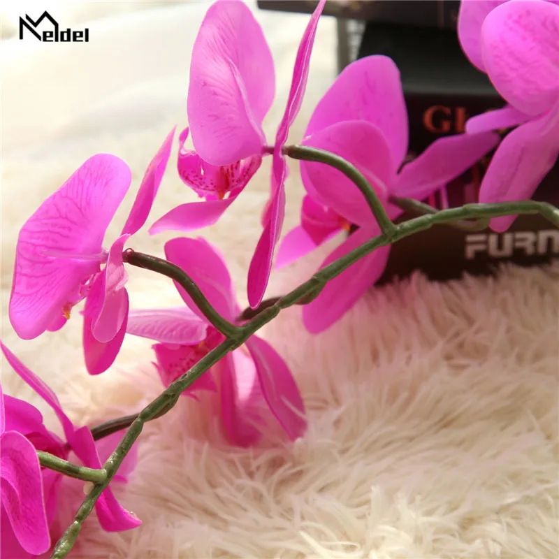 Meldel Wedding Bouquet เจ้าสาว Bridesmaids ผู้ถือ Orchid Bouquet ดอกไม้ประดิษฐ์ Phalaenopsis ดอกไม้ DIY ประดับบ้าน