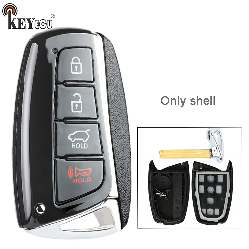 

KEYECU for Hyundai Genesis Santa Fe Equus Tucson Azera Sonata Elantra Ix35 Replacement 4 Button Key Remote Key Shell Case Fob