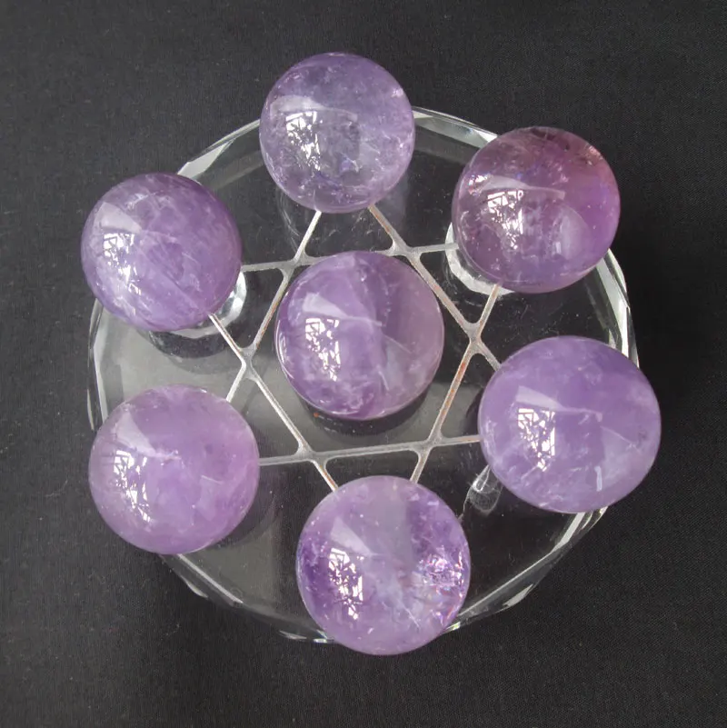 

7 Natural Amethyst Quartz Crystal Ball Amethyst Sphere Reiki Healing 25~28mm