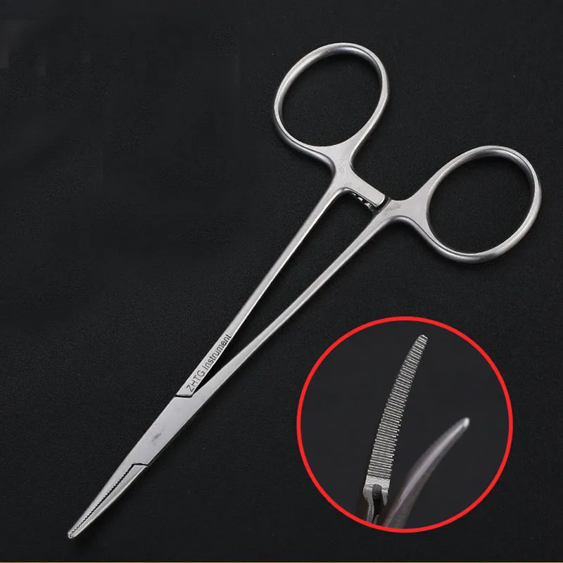 Tiangong 12.5cm cosmetic plastic double eyelid hemostatic forceps microvascular hemostatic forceps straight curved full teeth