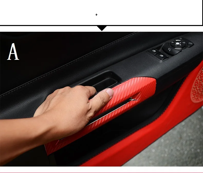 Fit for Ford Mustang handle decorative stickers scratch interior three-dimensional carbon fiber pattern