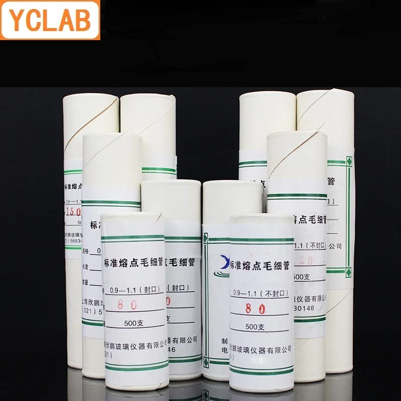 YCLAB 500PCS 160mm Capillary Standard Melting Point Sample Glass Tube Seal & No Seal Lab Equipment ( Gift a Red Latex Head )