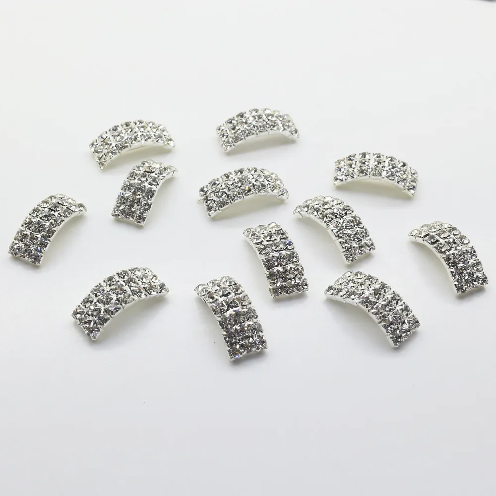 New10Pcs/Set Plating Silver Rhinestone Buckles invitation card Wedding Ribbon Slider DIY Hair Accessories