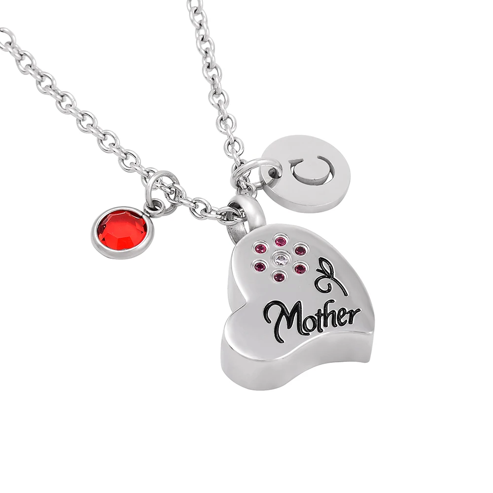 DIY Birthstone In Memory of Mother Memorial Ashes Urn Pendant Necklace for Ashes  Keepsake Urn Charms  Cremation Jewelry