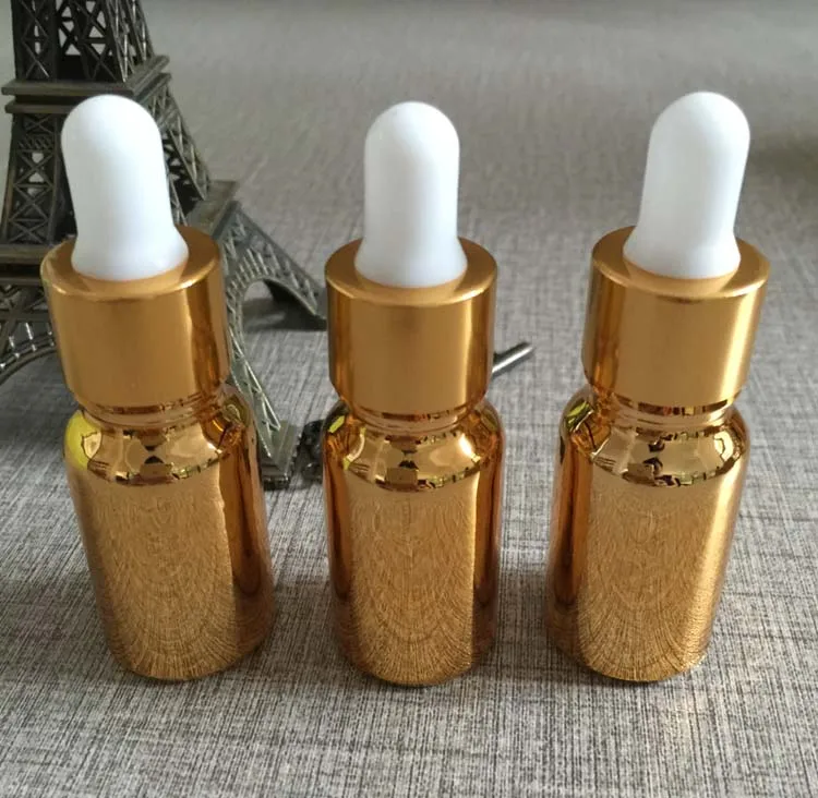 

50pieces/lot 10ml High temperature gold plated dropper bottle,dropper container,essentical oil bottle wholesale