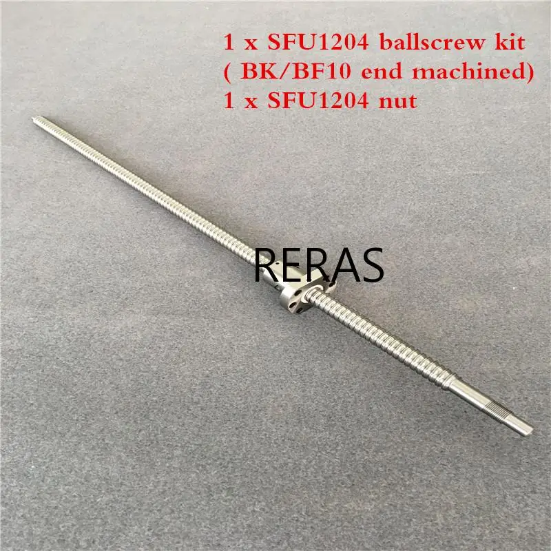 

SFU1204 150 200 250 300 350 400 450 500 550 600 650 mm ball screw with 1204 flange single ball nut BK/BF10 end machined