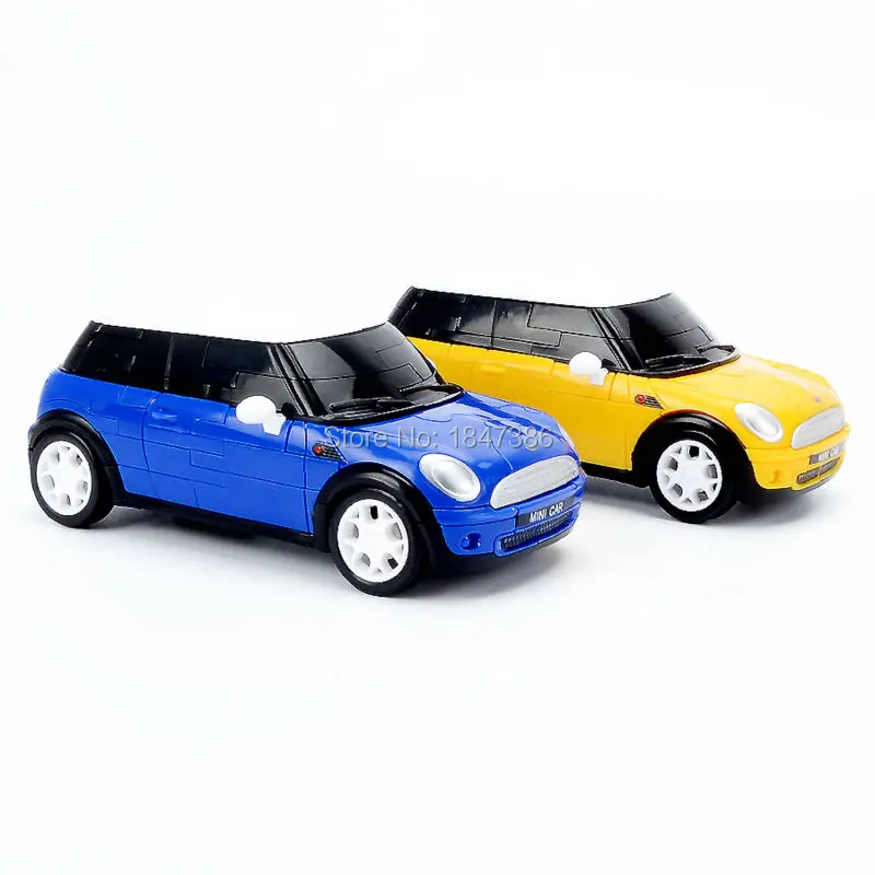 64PCS Mini Cooper 1:32 Licensed 3-D Car DIY Puzzle Model Building Kits Set, Children Funny Vehicle KitsToy,Blue and Yellow