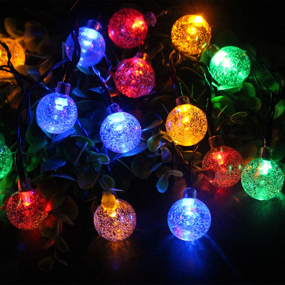 

6m 30 Led Solar Crystal Ball String Light Outdoor Waterproof Solar Globe Fairy Lamp For Patio Garden Party Wedding Decoration