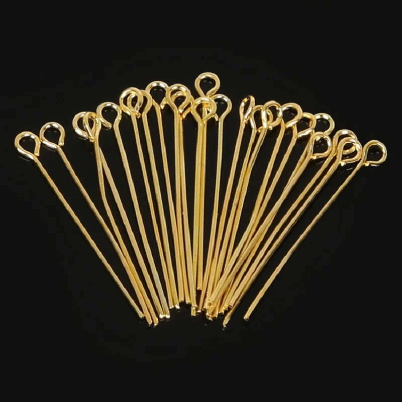 380pcs Gold Rhodium Eye Head Pins 30 mm Eye Pins Findings For Diy Jewelry Making Jewelry Accessories Supplies