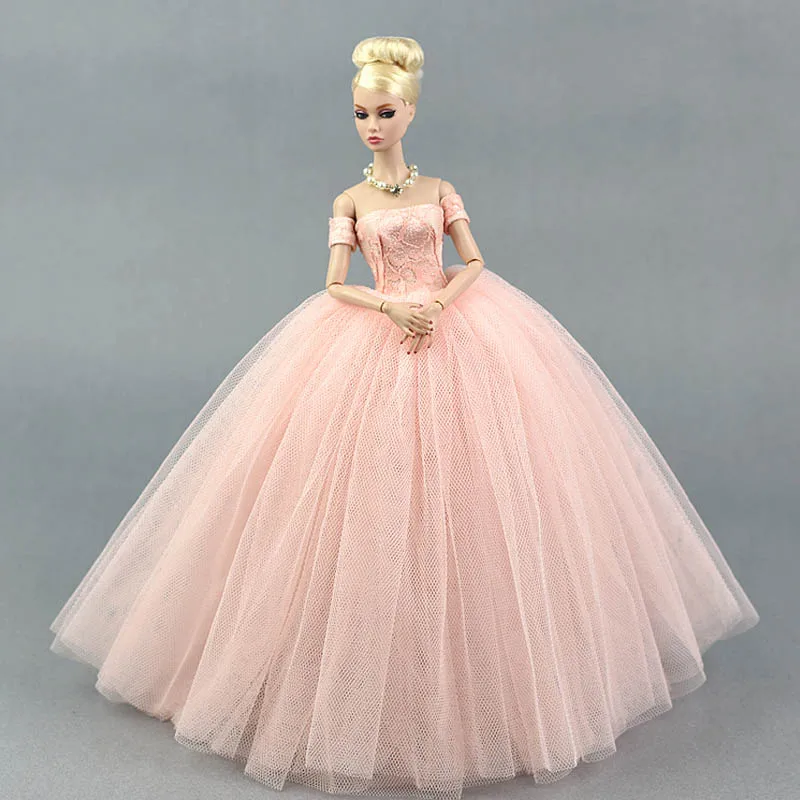 Pink Wedding Dress for Barbie Doll Princess Evening Party Clothes Wears Long Dresses Doll Clothes for Barbie Dollhouse image 2