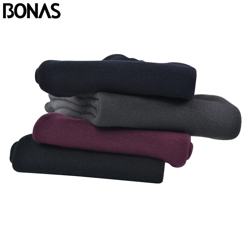 BONAS-mallas cálidas de terciopelo para mujer, Leggings suaves y cómodos de Fitness, de talla grande, elásticos, para invierno, 2 uds.