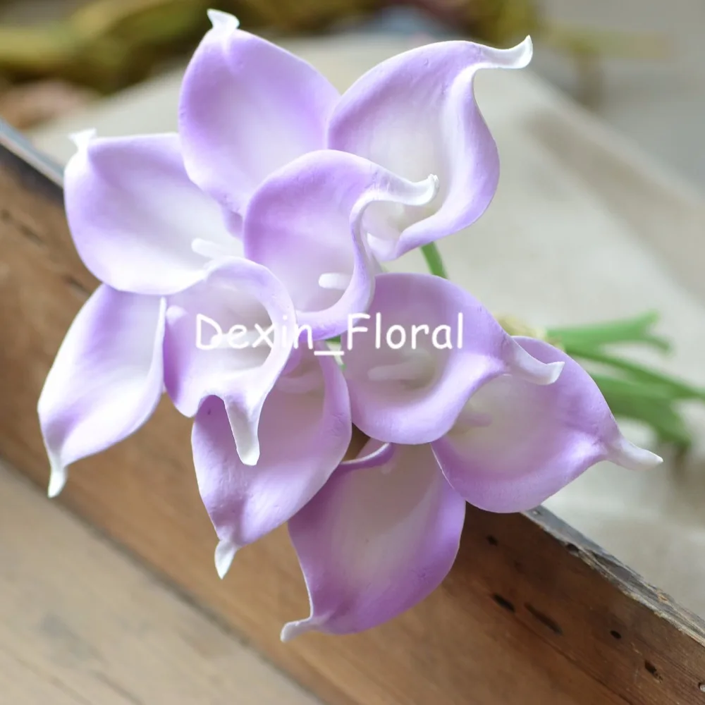 

Lilac Calla Lilies Real Touch Flowers Wedding Bouquets light purple Silk Bridal Bouquets Wedding Centerpieces Artificial flowers