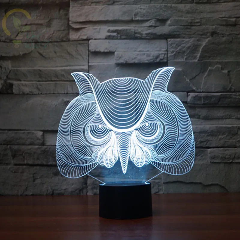 

Creative Cartoon 3D Night OWL Night Light and Lamp LED Night Light Acrylic Colorful Gradient Atmosphere Lamp Novelty Lighting