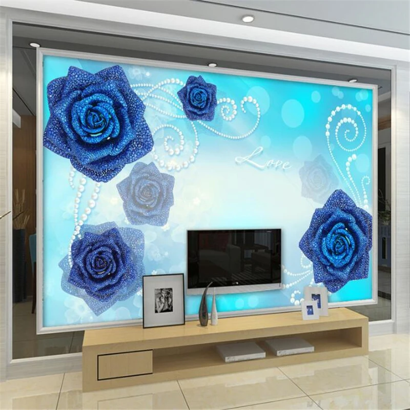 wellyu  Custom wallpaper   papel de parede 3d  Blue demon yum butterfly love flower jewelry background wall decorative