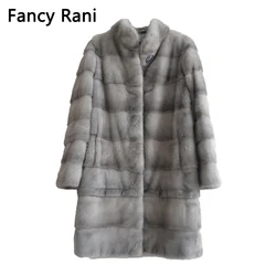 Fancy Rani Real Mink Fur Coat Natural Women Winter Long Leather Jacket Luxury Female Clothes  2023 Mink Fur Coat Women Promotion