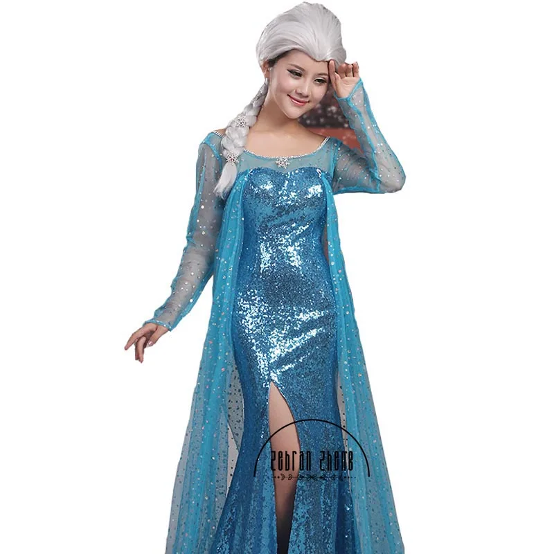 

Movie Queen Elsa Cosplay Costume Fashion Dress For Halloween Women Girl Custom Made