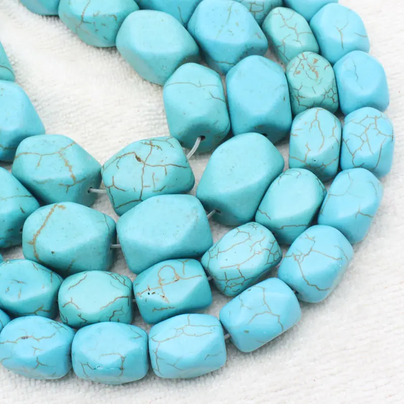 Blue Turquoises Faceted Smooth Rectangler Loose Beads 15