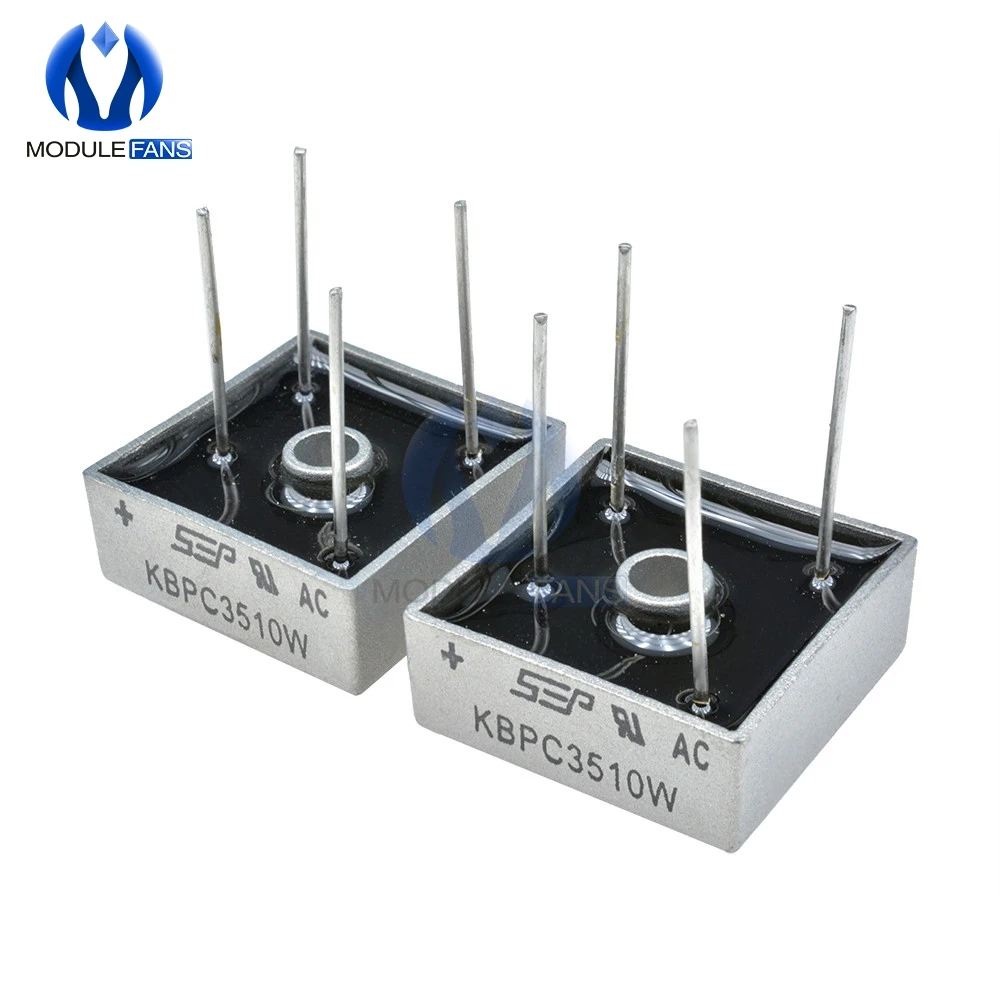 5PCS Diode Bridge Rectifier KBPC3510W KBPC3510 35A 1000V 4Pin Bridge Rectifier High Frequency Medium Power DIY Electronic